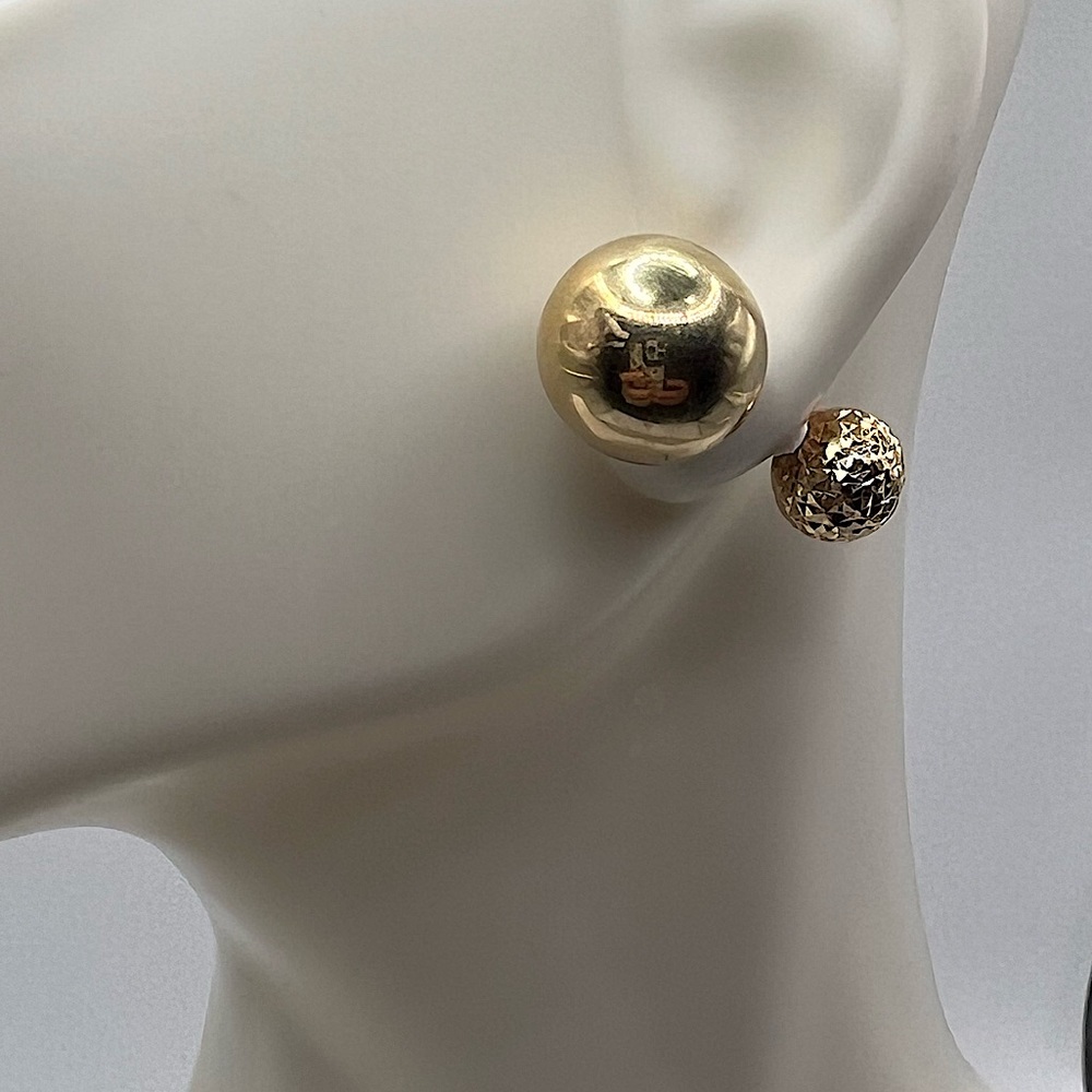 18kt pure solid yellow gold round ball earring - Picture 8 of 8